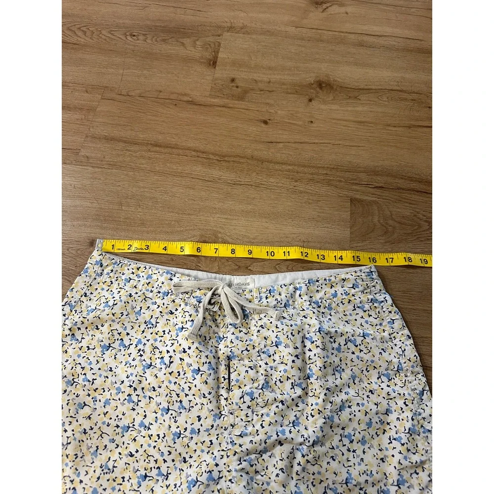 Saturdays Surf NYC Floral Swim Trunks Board Shorts White Blue Yellow Size 31 Men